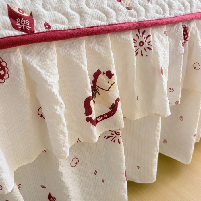 91家纺网 家纺一手货源 找家纺 （总）铠畅 2026新款泡芙纱皱皱棉床裙款四件套