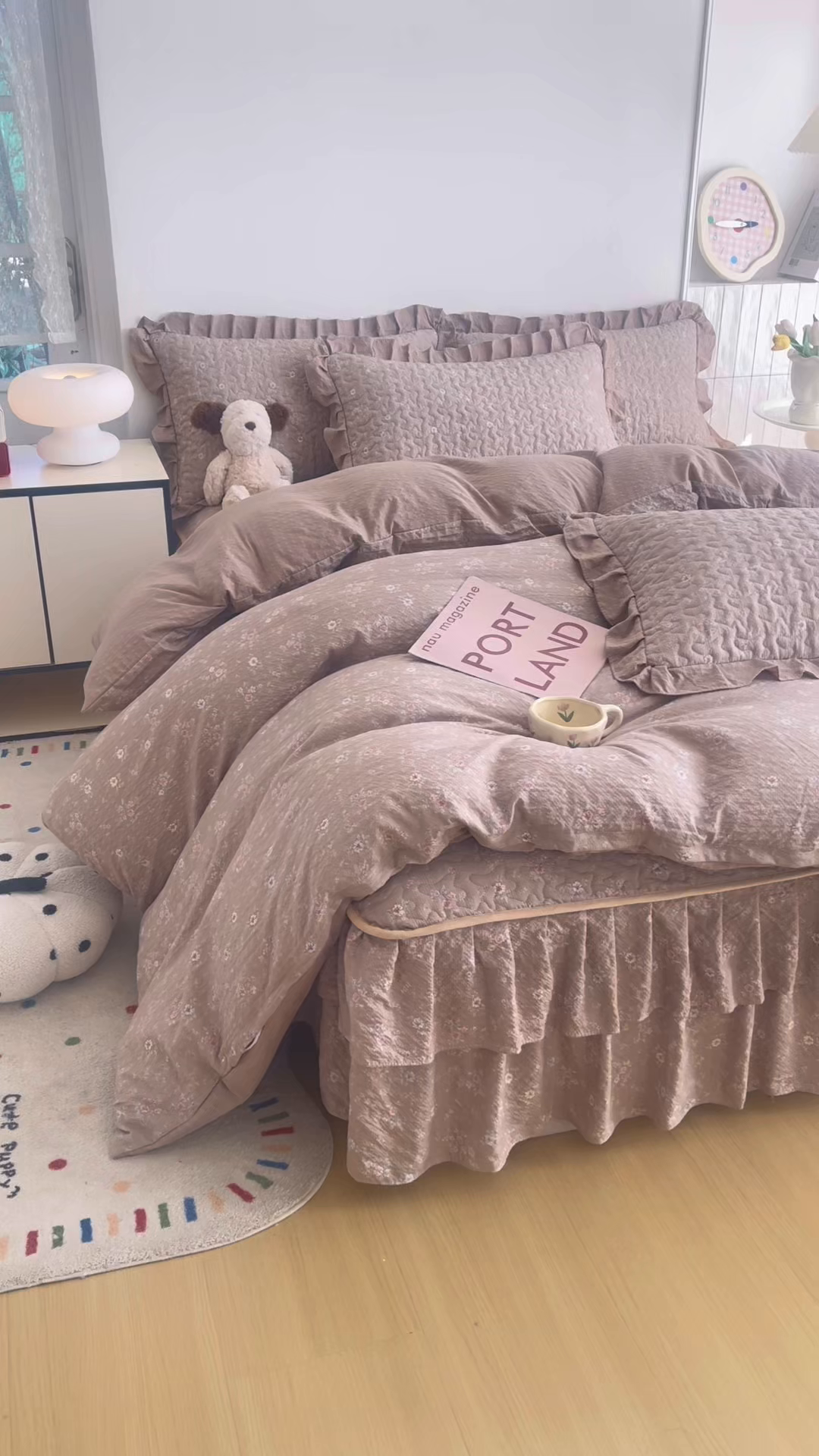 91家纺网 家纺一手货源 找家纺 （总）铠畅 2026新款泡芙纱皱皱棉床裙款四件套