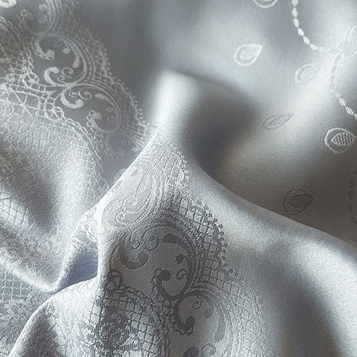 91家纺网 家纺一手货源 找家纺 大麦家纺 2026新款水洗真丝提花床盖四件套丝韵繁花 丝韵繁花-浅灰