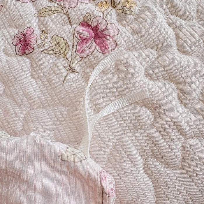 91家纺网 家纺一手货源 找家纺 铠畅 2026新款泡芙纱皱皱棉床裙款四件套 云柔 春日花园