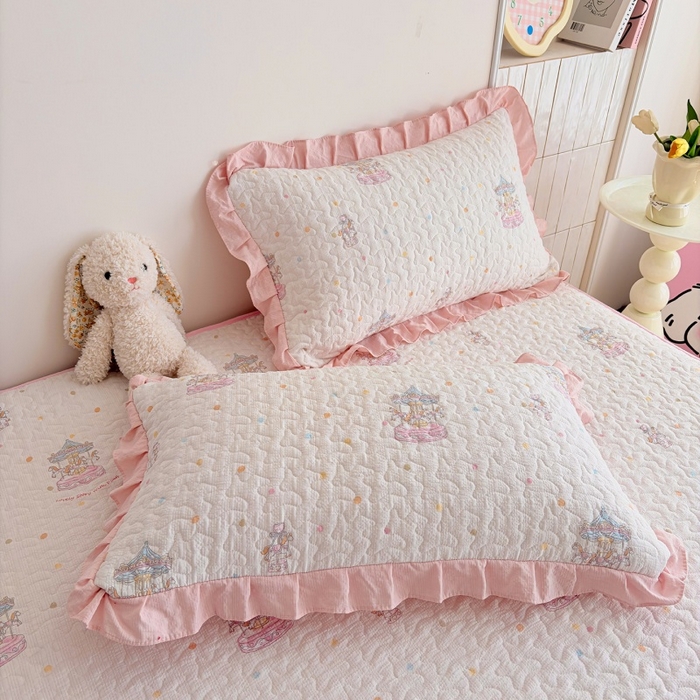 91家纺网 家纺一手货源 找家纺 铠畅 2026新款泡芙纱皱皱棉床裙款四件套 云柔 梦幻乐园