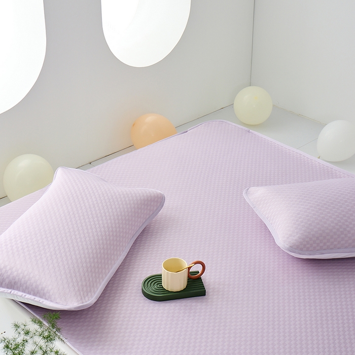 91家纺网 家纺一手货源 找家纺 LADYCOCO可可家居 2026新款冰皮小提花三明治凉席三件套 席子-空镜-紫