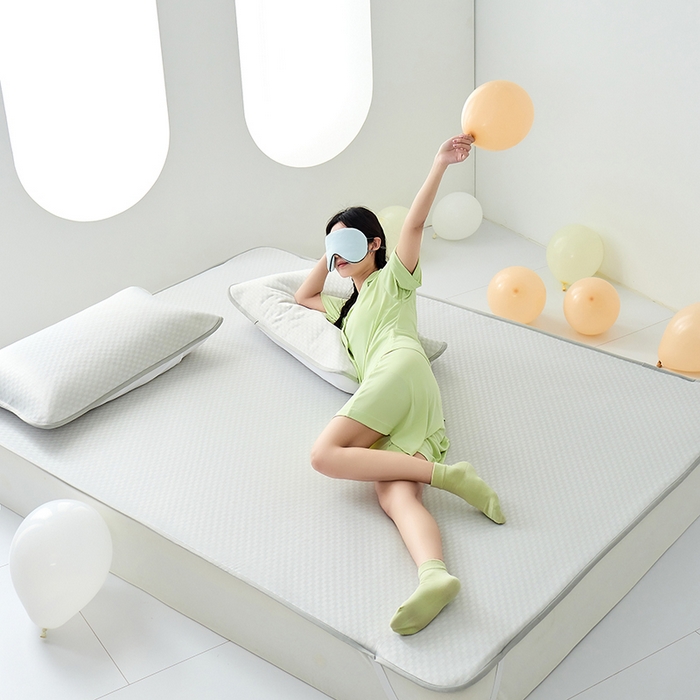 LADYCOCO可可家居 2026新款冰皮小提花三明治凉席三件套 席子-空镜-灰