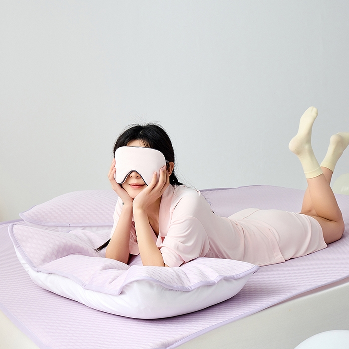 91家纺网 家纺一手货源 找家纺 LADYCOCO可可家居 2026新款冰皮小提花三明治凉席三件套 席子-空镜-紫