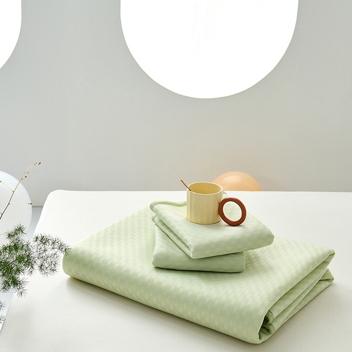 91家纺网 家纺一手货源 找家纺 LADYCOCO可可家居 2026新款冰皮小提花三明治凉席三件套 席子-空镜-绿