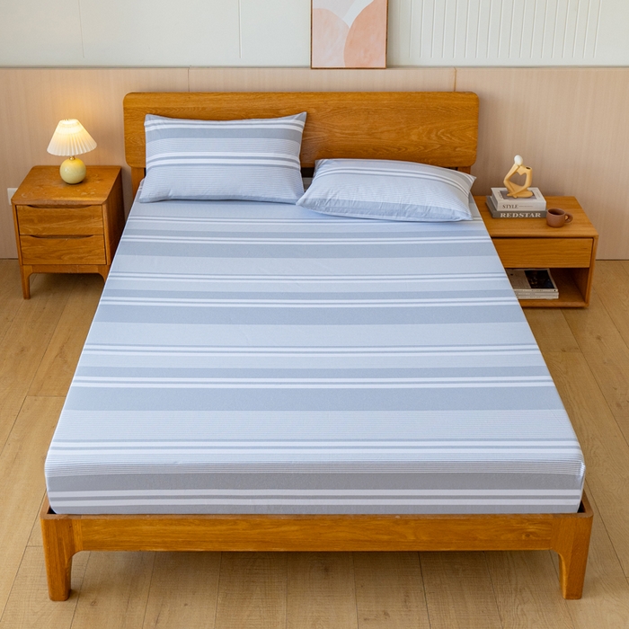 91家纺网 家纺一手货源 找家纺 （总）居美良品 2026新款A类100%全棉色织老粗布床笠床单枕套二三件套