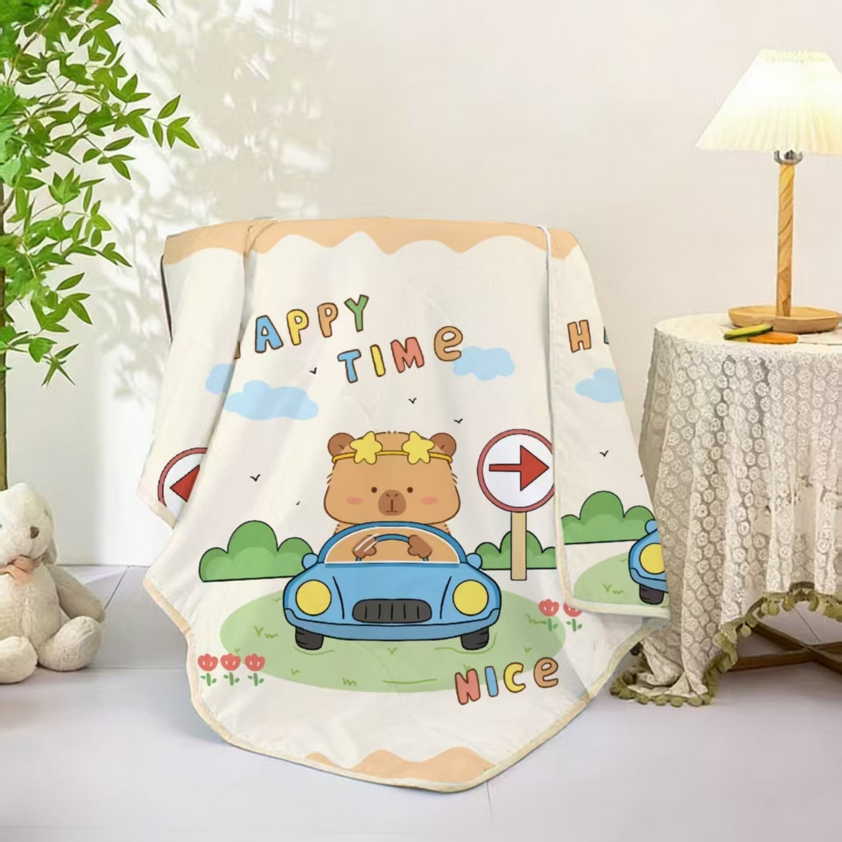 91家纺网 家纺一手货源 找家纺 景艺家纺 2026新款儿童夏被夏凉被被子被芯 彩虹马