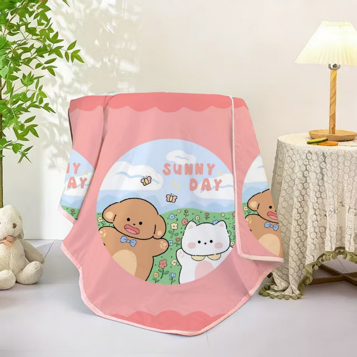 91家纺网 家纺一手货源 找家纺 景艺家纺 2026新款儿童夏被夏凉被被子被芯 彩虹马