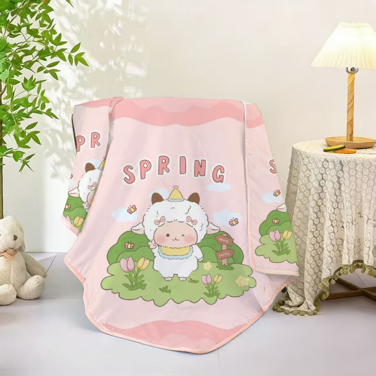 91家纺网 家纺一手货源 找家纺 景艺家纺 2026新款儿童夏被夏凉被被子被芯 彩虹马