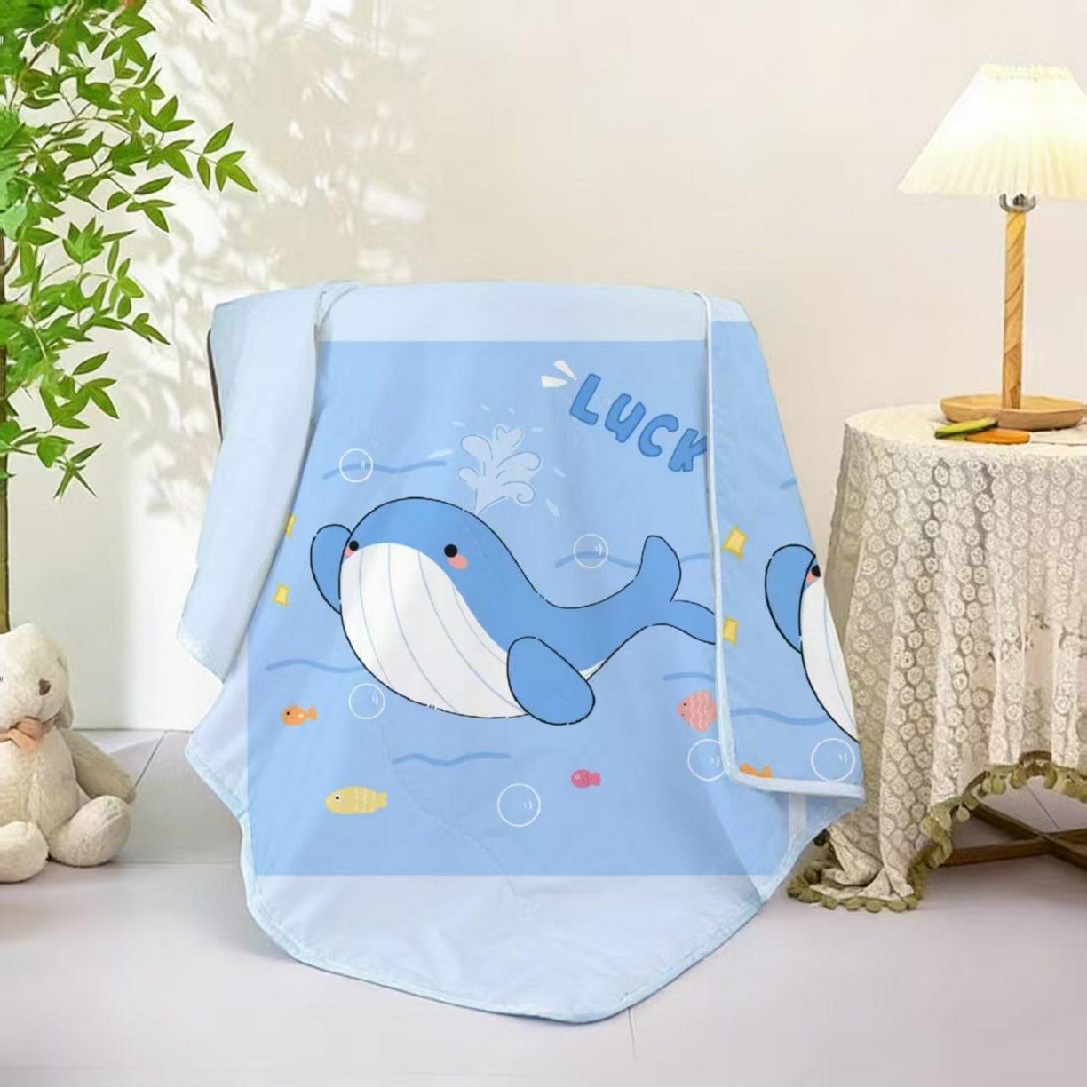 91家纺网 家纺一手货源 找家纺 景艺家纺 2026新款儿童夏被夏凉被被子被芯 花园小熊