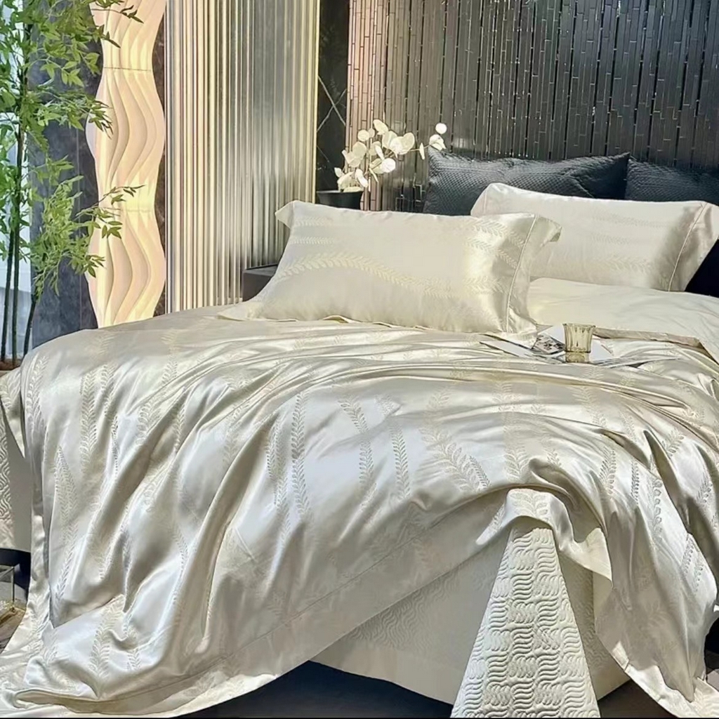 91家纺网 家纺一手货源 找家纺 （总）edra 2026新款真丝天丝轻奢提花床盖款四件套-拉斐尔