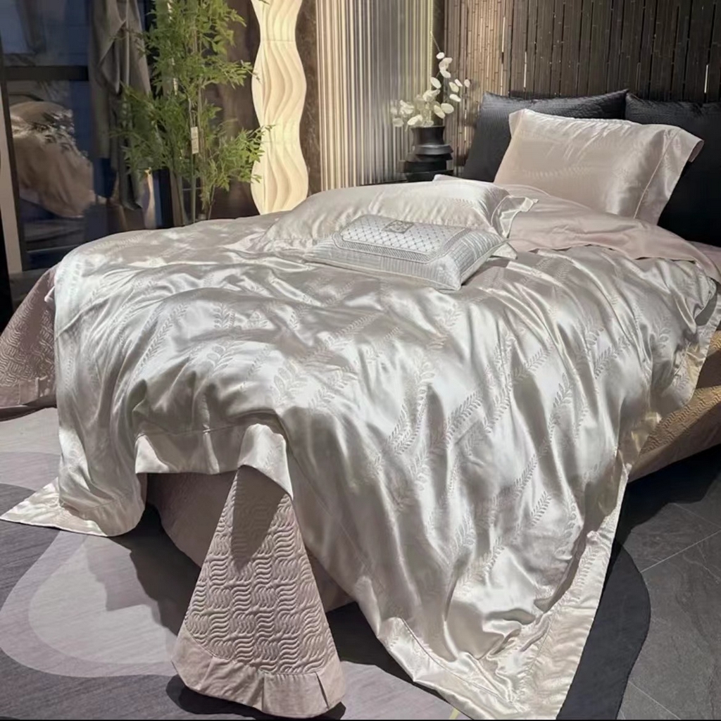 91家纺网 家纺一手货源 找家纺 （总）edra 2026新款真丝天丝轻奢提花床盖款四件套-拉斐尔