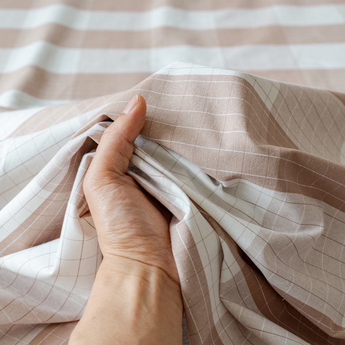 91家纺网 家纺一手货源 找家纺 居美良品 2026新款A类100%全棉色织老粗布床笠床单枕套二三件套 素雅-咖格