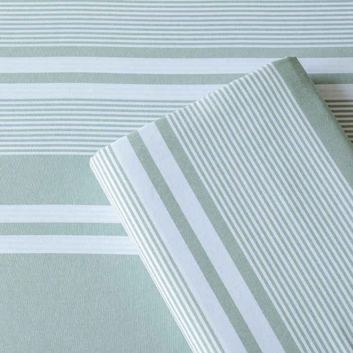 91家纺网 家纺一手货源 找家纺 居美良品 2026新款A类100%全棉色织老粗布床笠床单枕套二三件套 云锦-淡绿