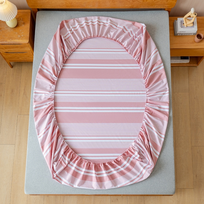 91家纺网 家纺一手货源 找家纺 居美良品 2026新款A类100%全棉色织老粗布床笠床单枕套二三件套 云锦-抹红