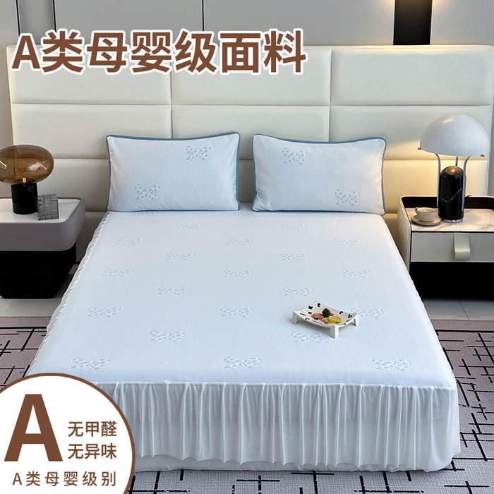 91家纺网 家纺一手货源 找家纺 （总）七里香 2026新款提花冰豆豆床裙款凉席三件套四件套