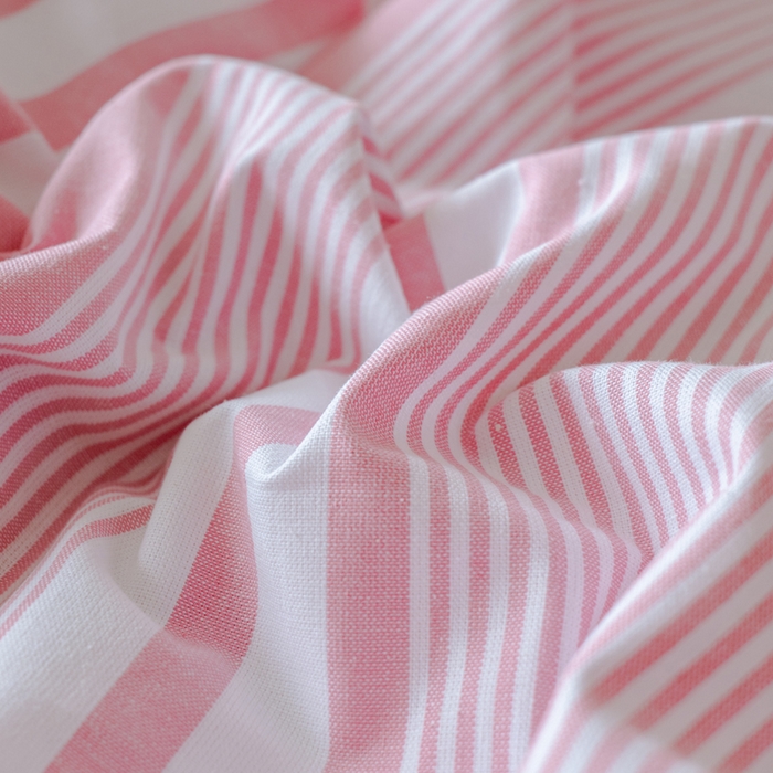 91家纺网 家纺一手货源 找家纺 居美良品 2026新款A类100%全棉色织老粗布床笠床单枕套二三件套 云锦-浅粉