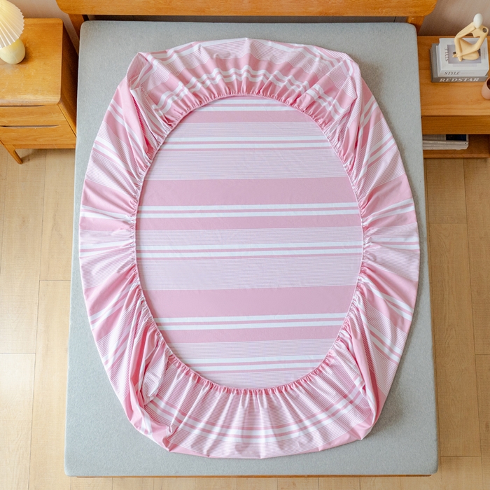 91家纺网 家纺一手货源 找家纺 居美良品 2026新款A类100%全棉色织老粗布床笠床单枕套二三件套 云锦-浅粉