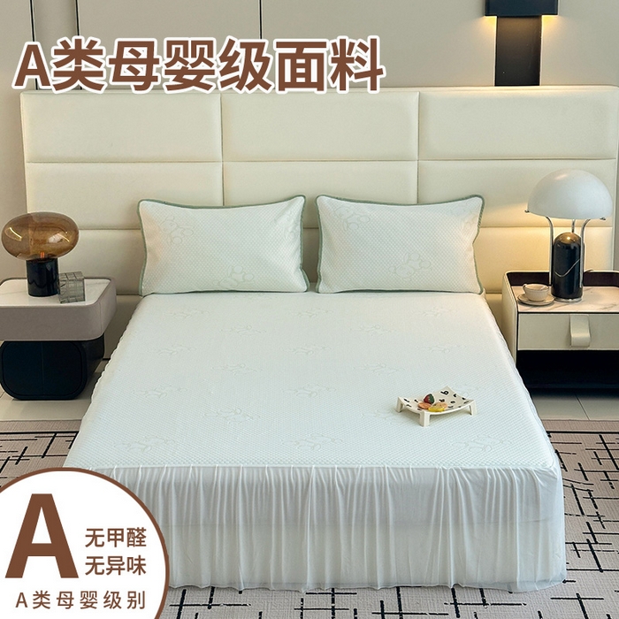 91家纺网 家纺一手货源 找家纺 （总）七里香 2026新款提花冰豆豆床裙款凉席三件套四件套