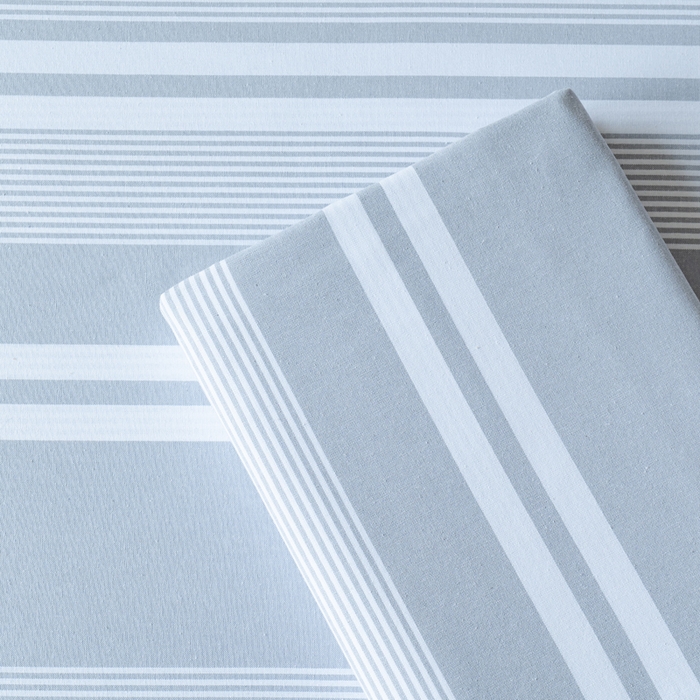 91家纺网 家纺一手货源 找家纺 居美良品 2026新款A类100%全棉色织老粗布床笠床单枕套二三件套 云锦-浅灰