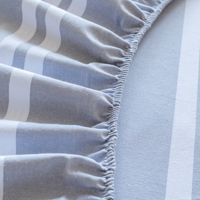 91家纺网 家纺一手货源 找家纺 居美良品 2026新款A类100%全棉色织老粗布床笠床单枕套二三件套 云锦-浅灰