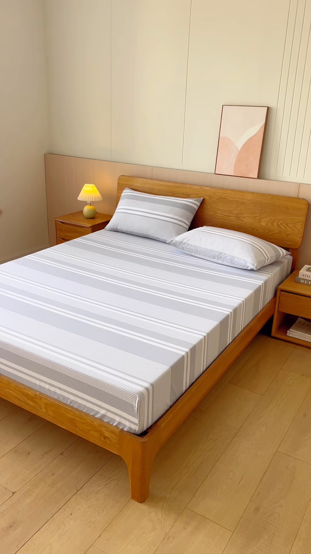 91家纺网 家纺一手货源 找家纺 居美良品 2026新款A类100%全棉色织老粗布床笠床单枕套二三件套 云锦-浅灰