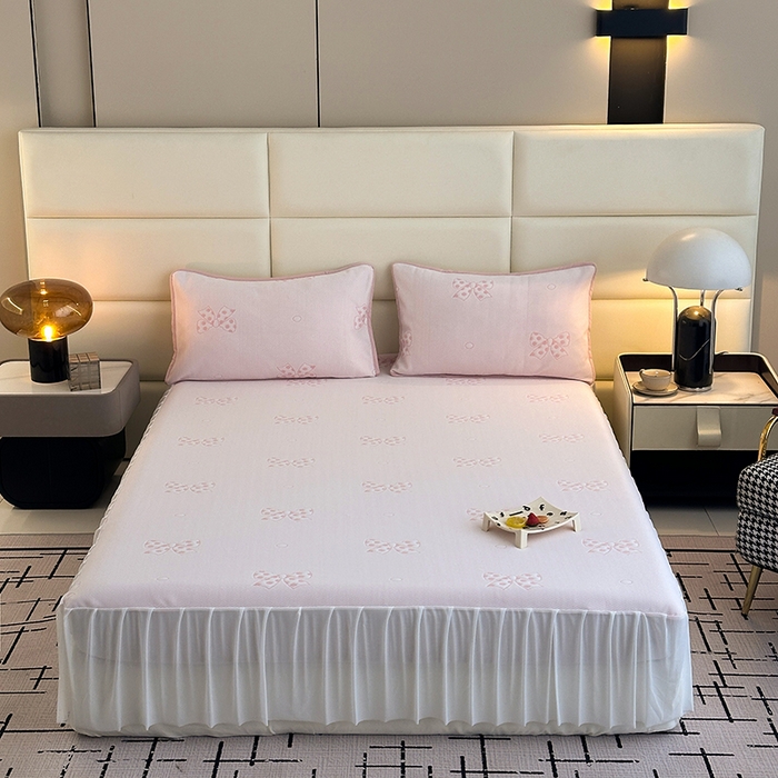 91家纺网 家纺一手货源 找家纺 （总）七里香 2026新款提花冰豆豆床裙款凉席三件套四件套