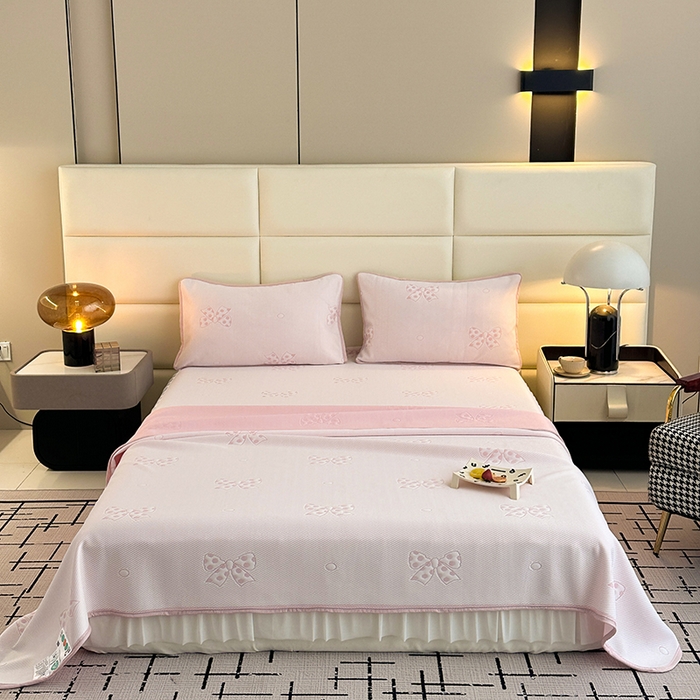 91家纺网 家纺一手货源 找家纺 （总）七里香 2026新款提花冰豆豆床裙款凉席三件套四件套