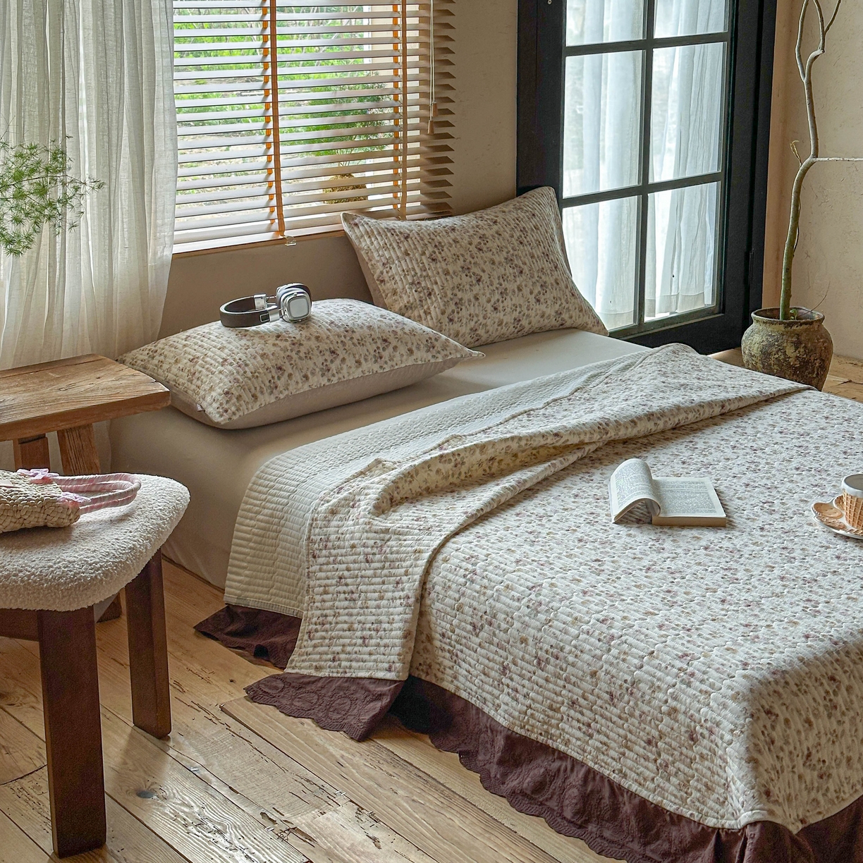 孑寐家纺 2026新款亲肤舒适全棉棉麻单床盖床盖单件 春日絮语