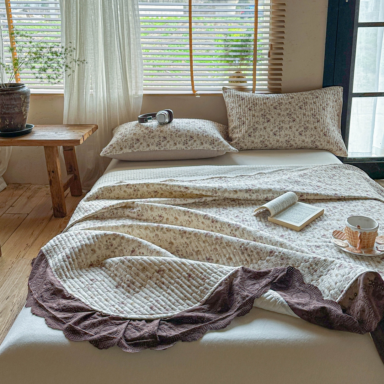 91家纺网 家纺一手货源 找家纺 孑寐家纺 2026新款亲肤舒适全棉棉麻单床盖床盖单件 春日絮语