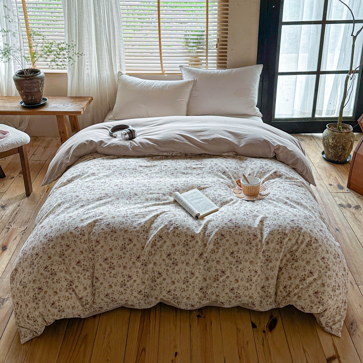 91家纺网 家纺一手货源 找家纺 孑寐家纺 2026新款亲肤舒适全棉棉麻单床盖床盖单件 春日絮语