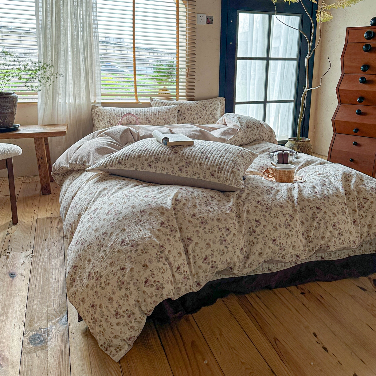 91家纺网 家纺一手货源 找家纺 孑寐家纺 2026新款亲肤舒适全棉棉麻单床盖床盖单件 春日絮语