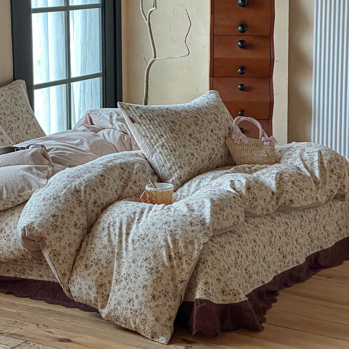 91家纺网 家纺一手货源 找家纺 孑寐家纺 2026新款亲肤舒适全棉棉麻单床盖床盖单件 春日絮语