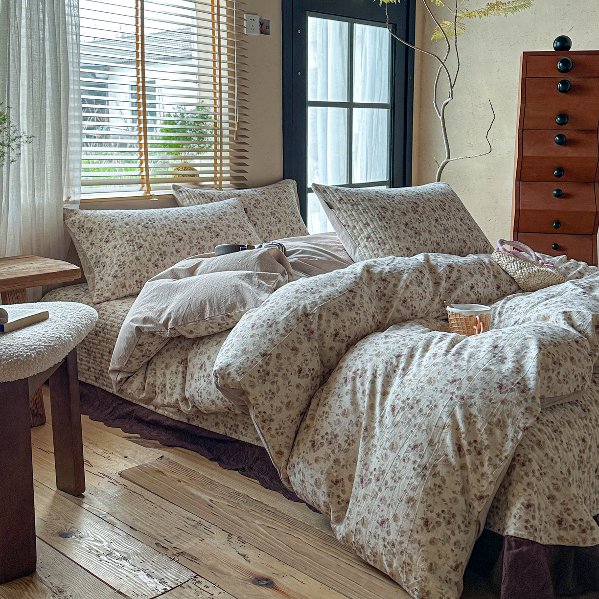 91家纺网 家纺一手货源 找家纺 孑寐家纺 2026新款亲肤舒适全棉棉麻单床盖床盖单件 春日絮语