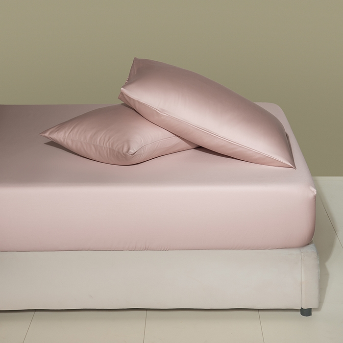 91家纺网 家纺一手货源 找家纺 佳汐蓝家纺 2026春夏新款贡缎长绒棉纯棉单床笠 床笠单件 白桃茶粉