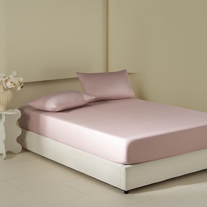 91家纺网 家纺一手货源 找家纺 佳汐蓝家纺 2026春夏新款贡缎长绒棉纯棉单床笠 床笠单件 白桃茶粉