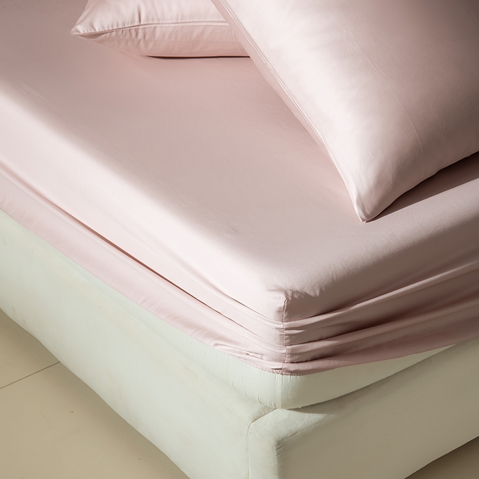 91家纺网 家纺一手货源 找家纺 佳汐蓝家纺 2026春夏新款贡缎长绒棉纯棉单床笠 床笠单件 白桃茶粉