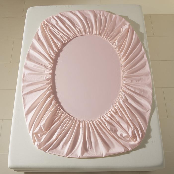 91家纺网 家纺一手货源 找家纺 佳汐蓝家纺 2026春夏新款贡缎长绒棉纯棉单床笠 床笠单件 白桃茶粉