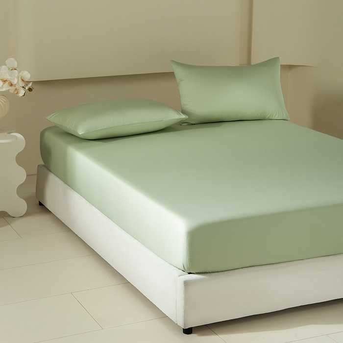 91家纺网 家纺一手货源 找家纺 佳汐蓝家纺 2026春夏新款贡缎长绒棉纯棉单床笠 床笠单件 茶香绿