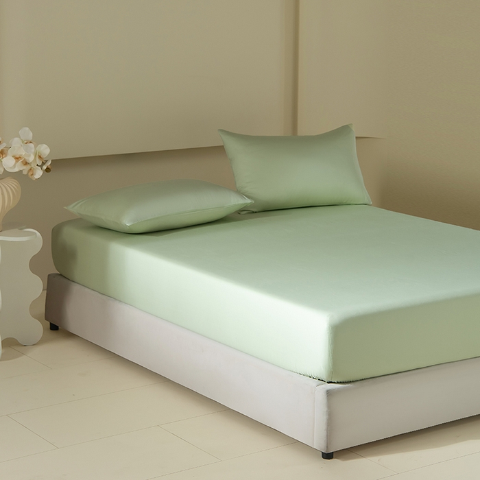 91家纺网 家纺一手货源 找家纺 佳汐蓝家纺 2026春夏新款贡缎长绒棉纯棉单床笠 床笠单件 茶香绿