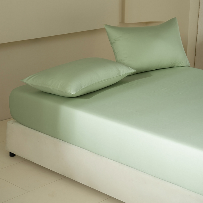 91家纺网 家纺一手货源 找家纺 佳汐蓝家纺 2026春夏新款贡缎长绒棉纯棉单床笠 床笠单件 茶香绿