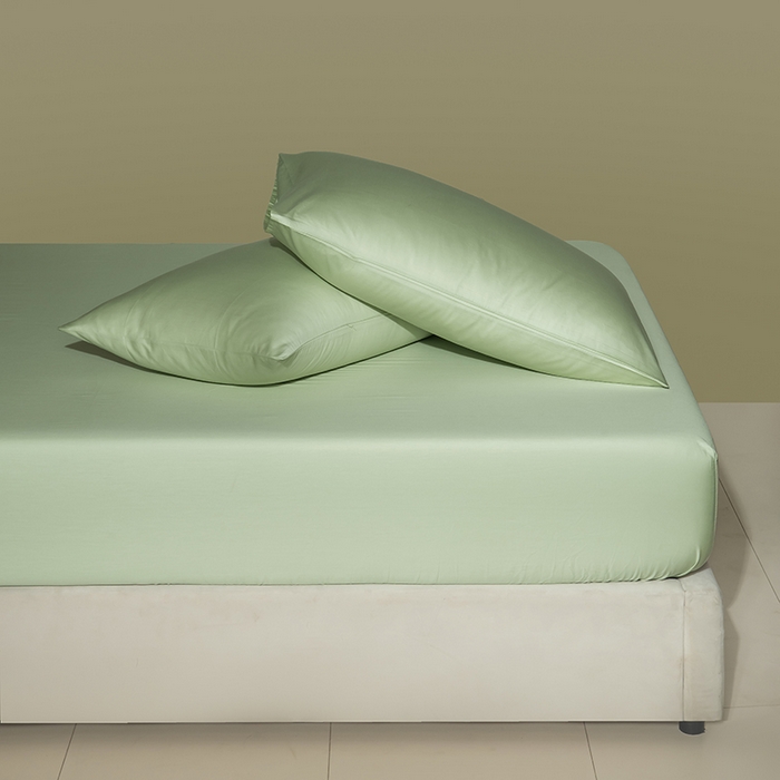 91家纺网 家纺一手货源 找家纺 佳汐蓝家纺 2026春夏新款贡缎长绒棉纯棉单床笠 床笠单件 茶香绿