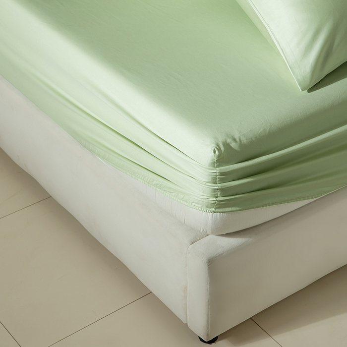 91家纺网 家纺一手货源 找家纺 佳汐蓝家纺 2026春夏新款贡缎长绒棉纯棉单床笠 床笠单件 茶香绿