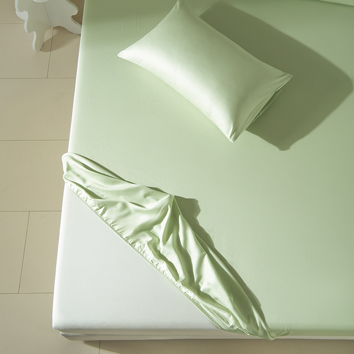 91家纺网 家纺一手货源 找家纺 佳汐蓝家纺 2026春夏新款贡缎长绒棉纯棉单床笠 床笠单件 茶香绿