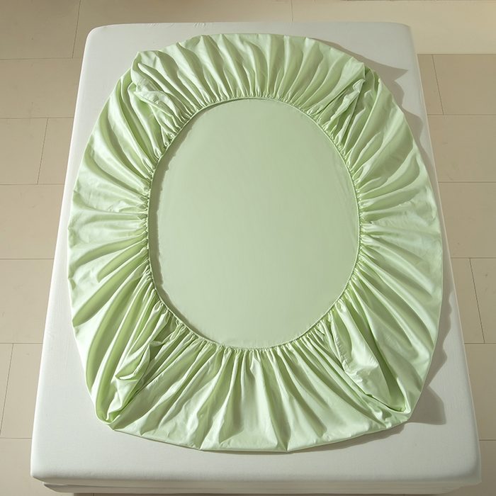 91家纺网 家纺一手货源 找家纺 佳汐蓝家纺 2026春夏新款贡缎长绒棉纯棉单床笠 床笠单件 茶香绿