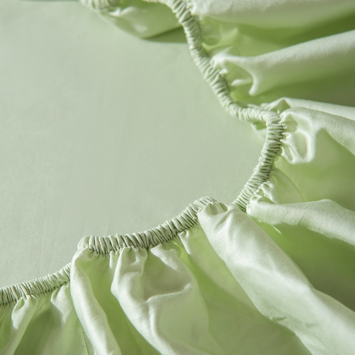 91家纺网 家纺一手货源 找家纺 佳汐蓝家纺 2026春夏新款贡缎长绒棉纯棉单床笠 床笠单件 茶香绿