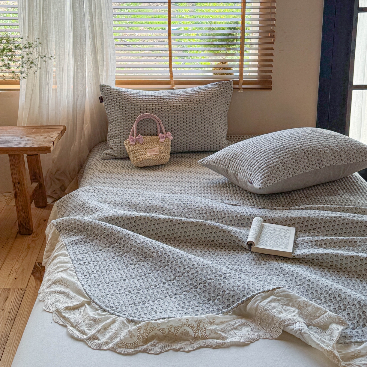 91家纺网 家纺一手货源 找家纺 孑寐家纺 2026新款亲肤舒适全棉棉麻单床盖床盖单件 花里行间