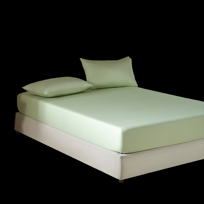 91家纺网 家纺一手货源 找家纺 佳汐蓝家纺 2026春夏新款贡缎长绒棉纯棉单床笠 床笠单件 茶香绿