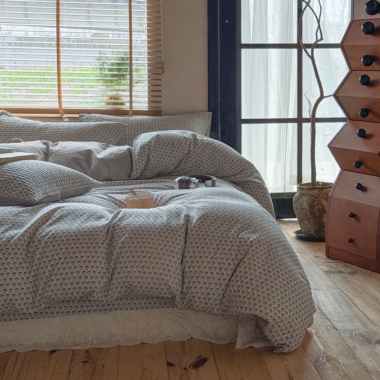 91家纺网 家纺一手货源 找家纺 孑寐家纺 2026新款亲肤舒适全棉棉麻单床盖床盖单件 花里行间