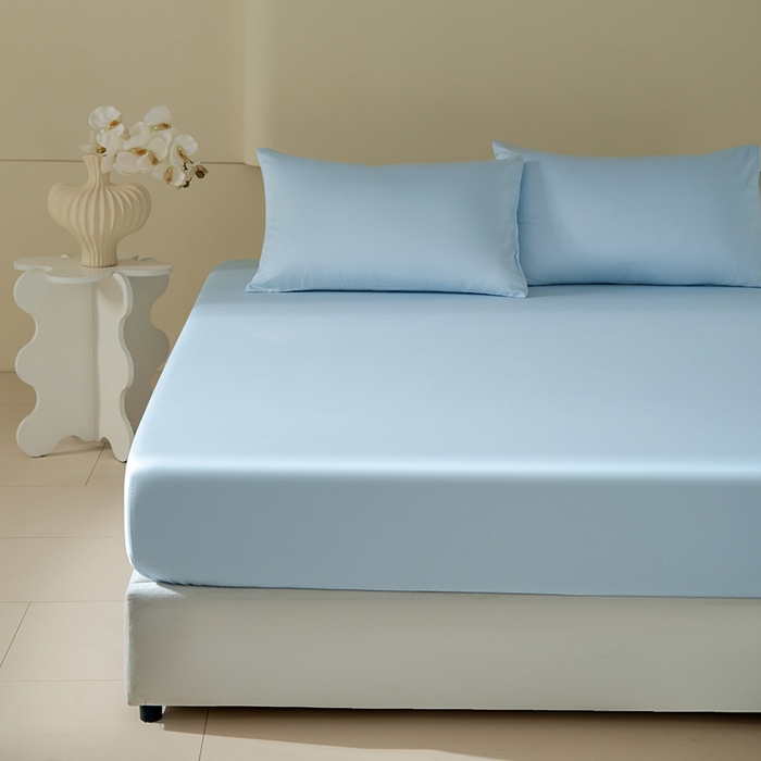 佳汐蓝家纺 2026春夏新款贡缎长绒棉纯棉单床笠 床笠单件 蒂芙尼蓝